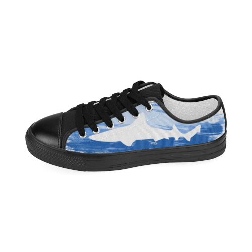 Shark Shape Template Blue Painting Women's Classic Canvas Shoes (Model 018)