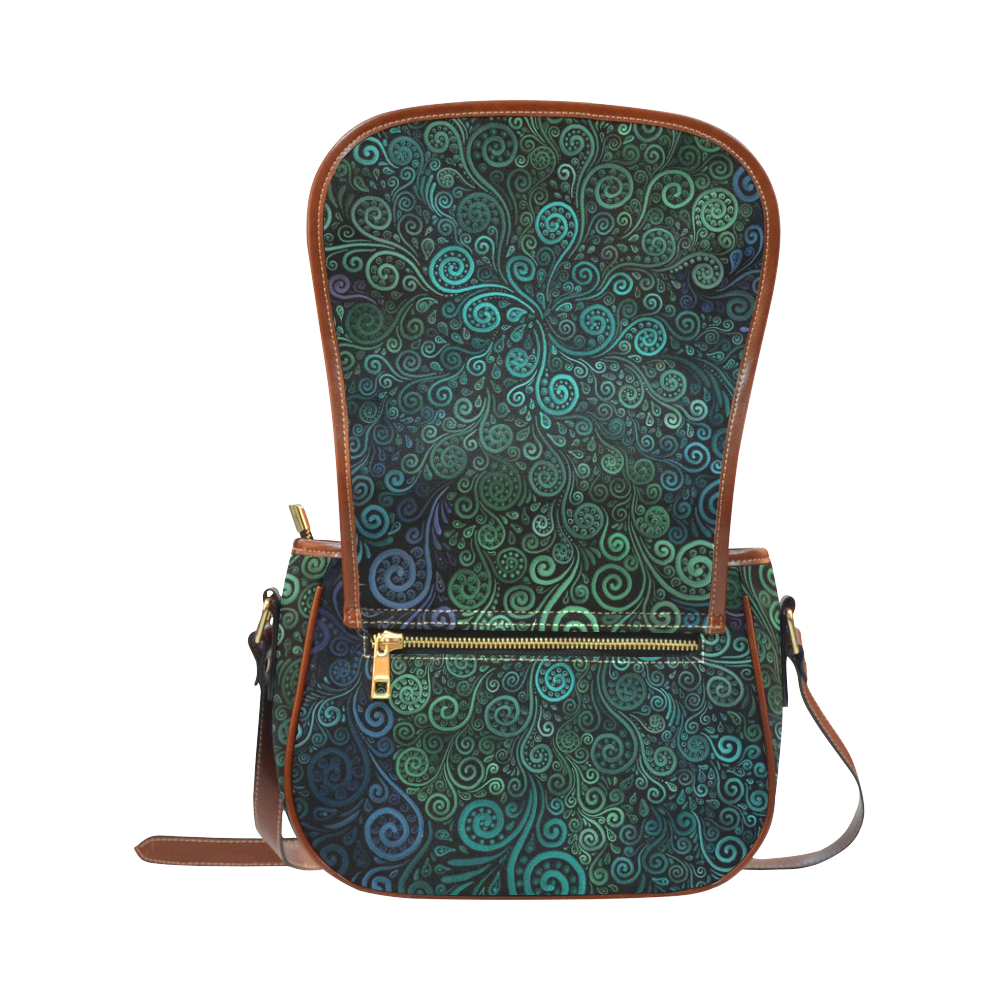 Turquoise 3D Rose Saddle Bag/Small (Model 1649) Full Customization