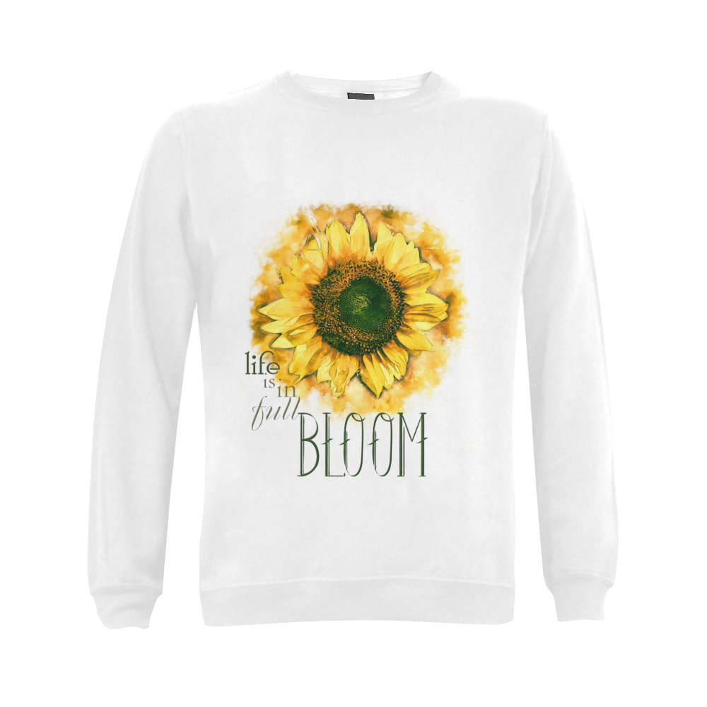 Painting Sunflower - Life is in full bloom Gildan Crewneck Sweatshirt(NEW) (Model H01)