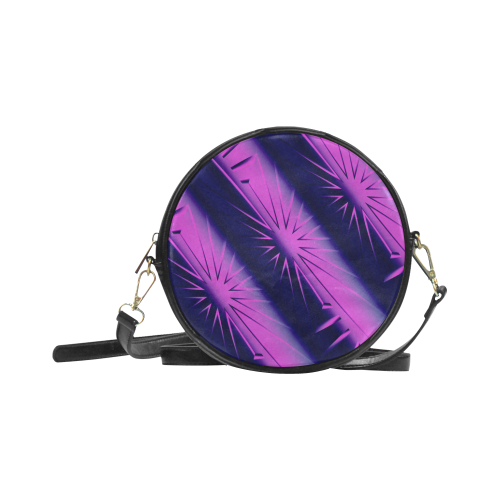 Blue and Purple Abstact Starburst Round Sling Bag (Model 1647)