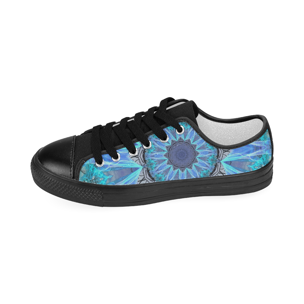 Sapphire Ice Flame, Cyan Blue Crystal Wheel Women's Classic Canvas Shoes (Model 018)