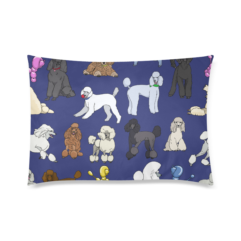 poodles navy Custom Zippered Pillow Case 20"x30" (one side)