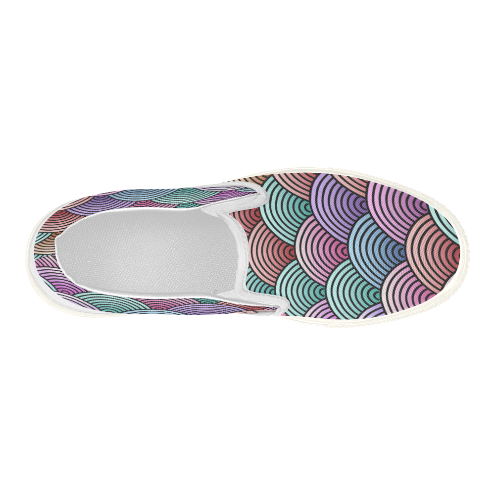 Concentric Circle Pattern Women's Slip-on Canvas Shoes (Model 019)