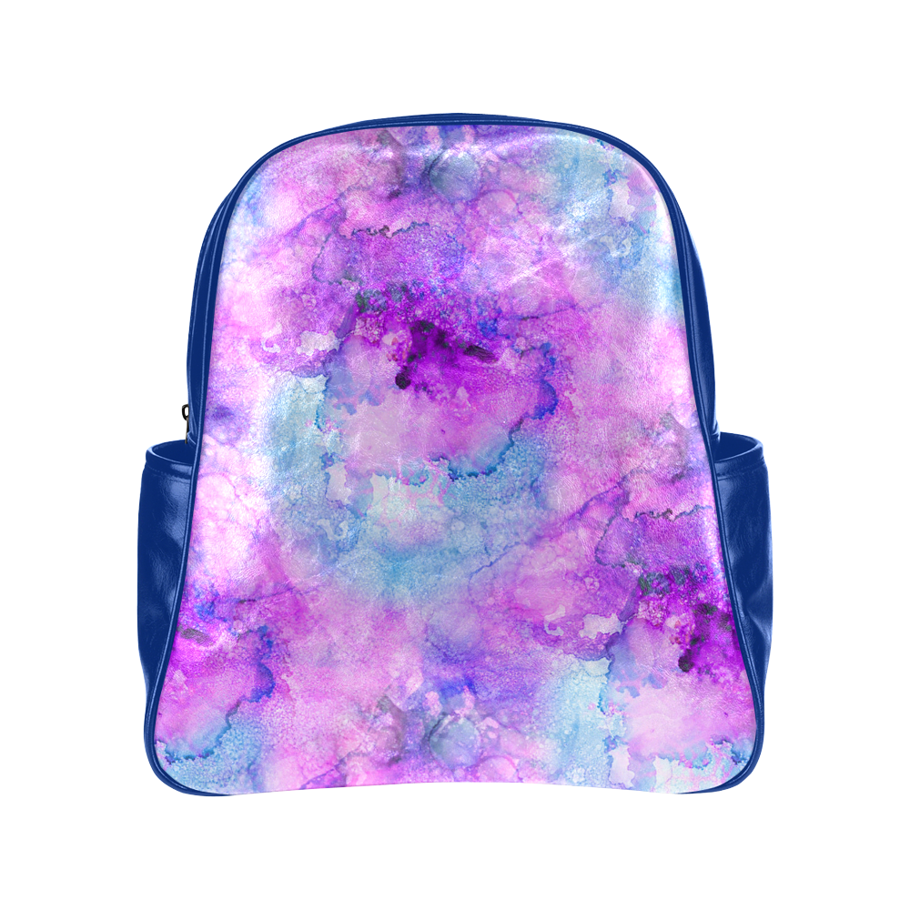 Pink Alcohol Ink Abstract Multi-Pockets Backpack (Model 1636)