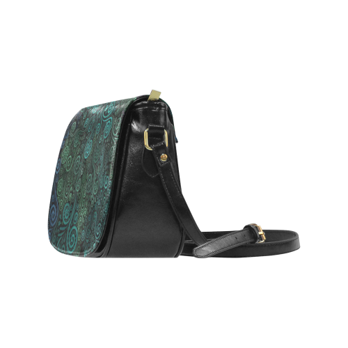 Turquoise Psychedelic Rose Classic Saddle Bag/Large (Model 1648)