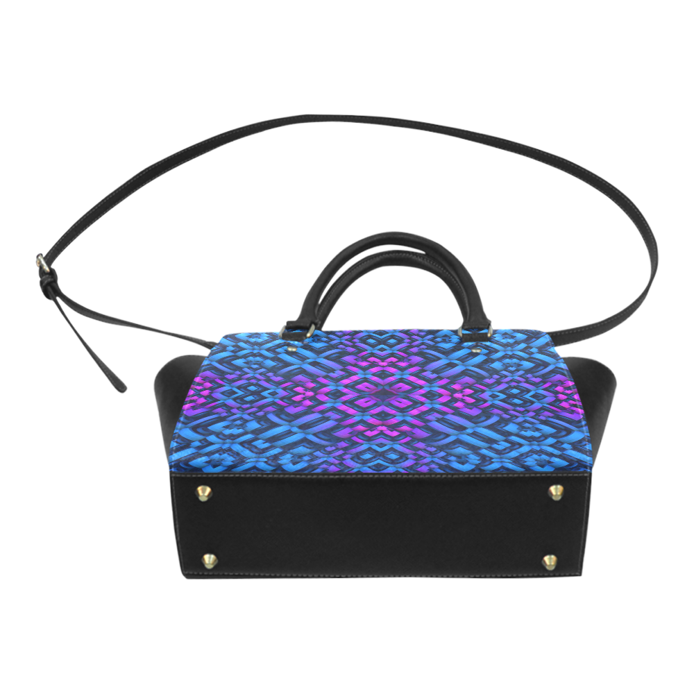 3-D PAttern in Neon Blue, Pink, and Black Classic Shoulder Handbag (Model 1653)