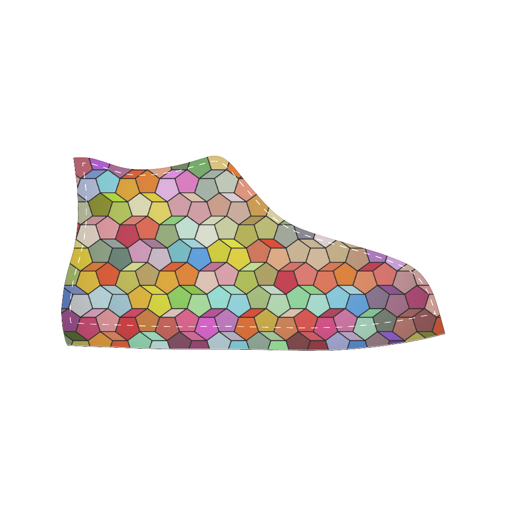 Colorful Polygon Pattern Men’s Classic High Top Canvas Shoes (Model 017)
