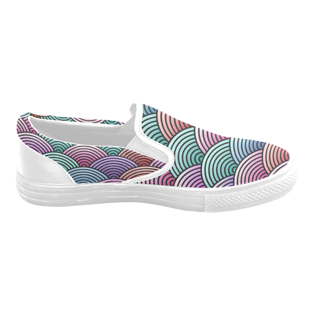 Concentric Circle Pattern Men's Slip-on Canvas Shoes (Model 019)