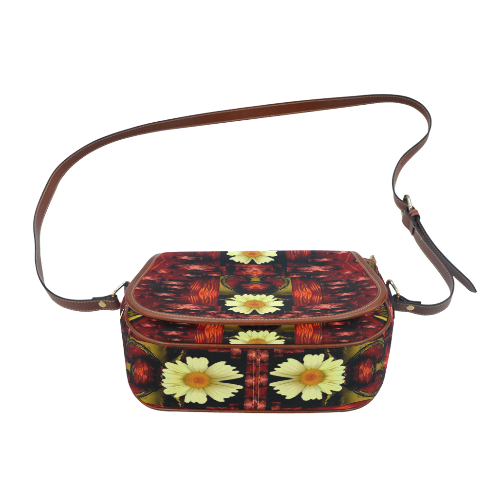 Love and flowers in the colors of love popart Saddle Bag/Large (Model 1649)