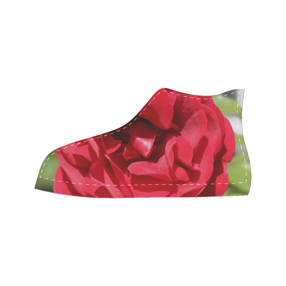 Red Rose Women's Classic High Top Canvas Shoes (Model 017)