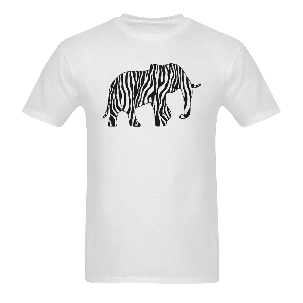 ZEBRAPHANT Elephant with Zebra Stripes black white Men's T-Shirt in USA Size (Two Sides Printing)