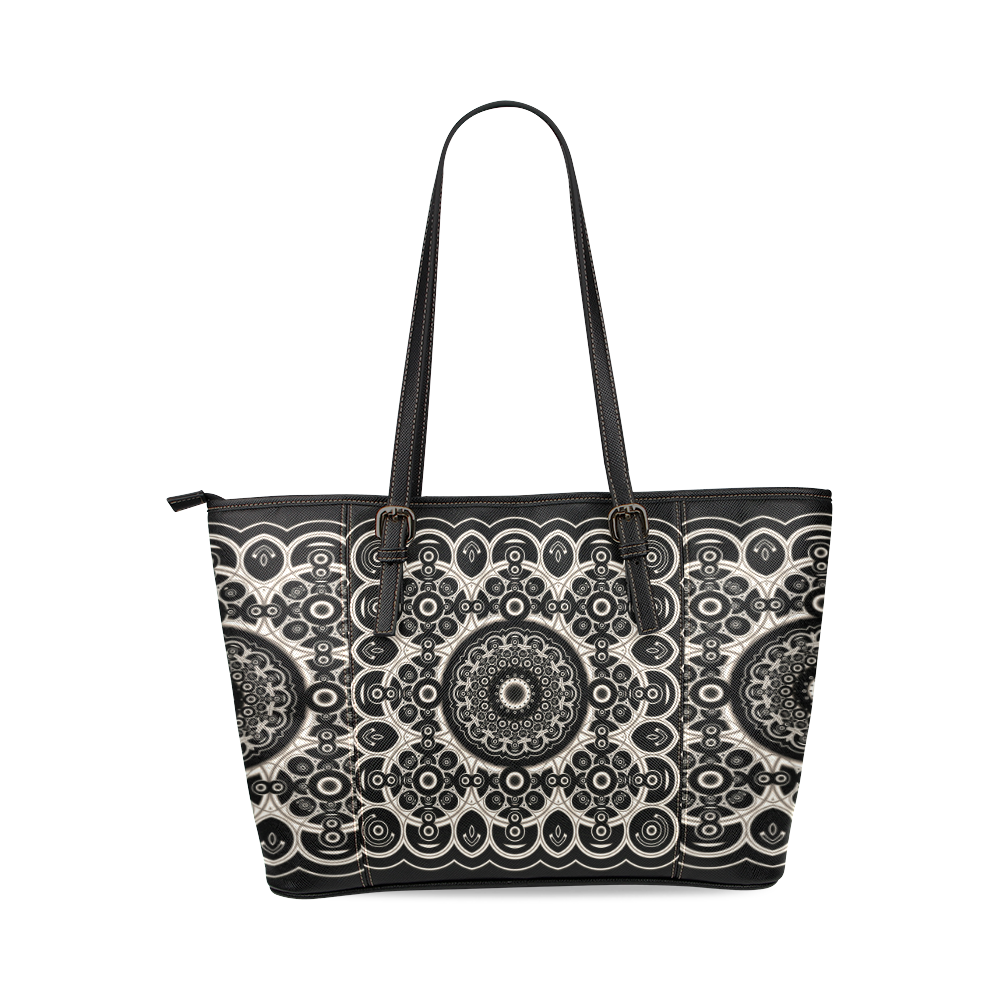 Black Lace Leather Tote Bag/Small (Model 1640)