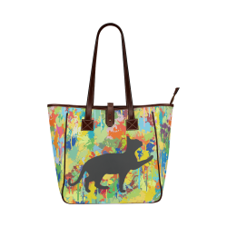 Black Cat Shape Colorful Splash Classic Tote Bag (Model 1644)