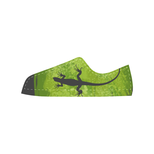 Green Lizard Shape Painting Black Backgr Women's Classic Canvas Shoes (Model 018)