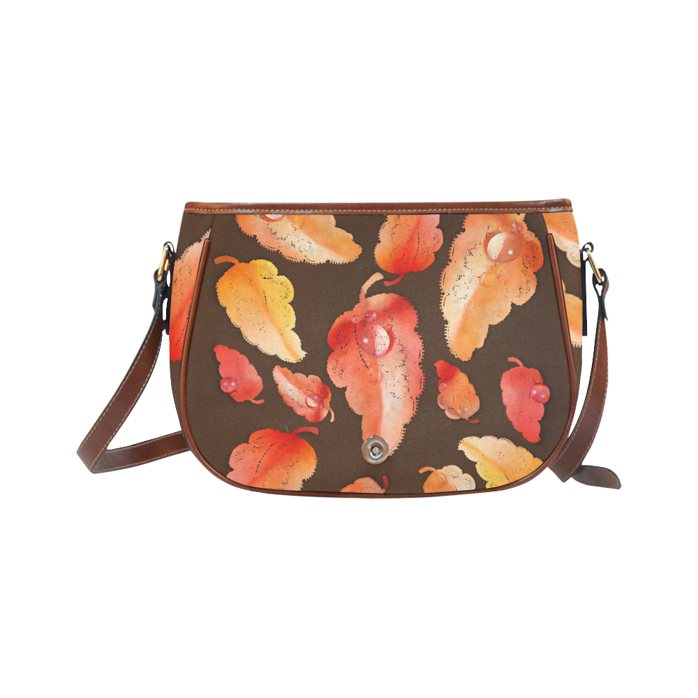 Red- orange leaves Saddle Bag/Small (Model 1649) Full Customization