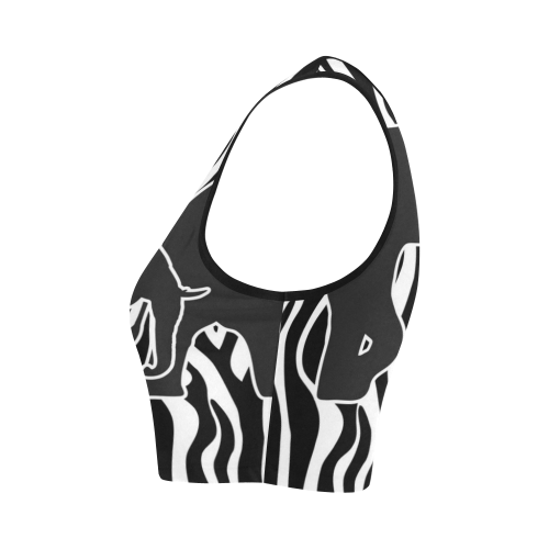 ELEPHANTS to ZEBRA stripes black & white Women's Crop Top (Model T42)