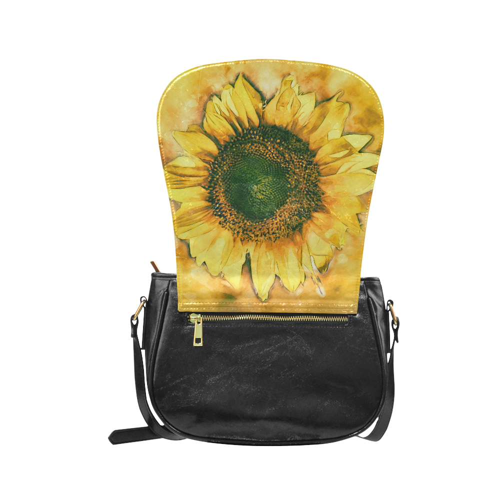 Painting Sunflower - Life is in full bloom Classic Saddle Bag/Large (Model 1648)