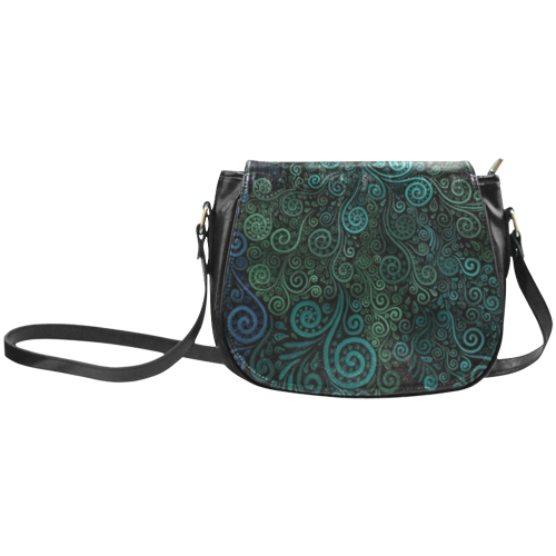 Turquoise Psychedelic Rose Classic Saddle Bag/Large (Model 1648)