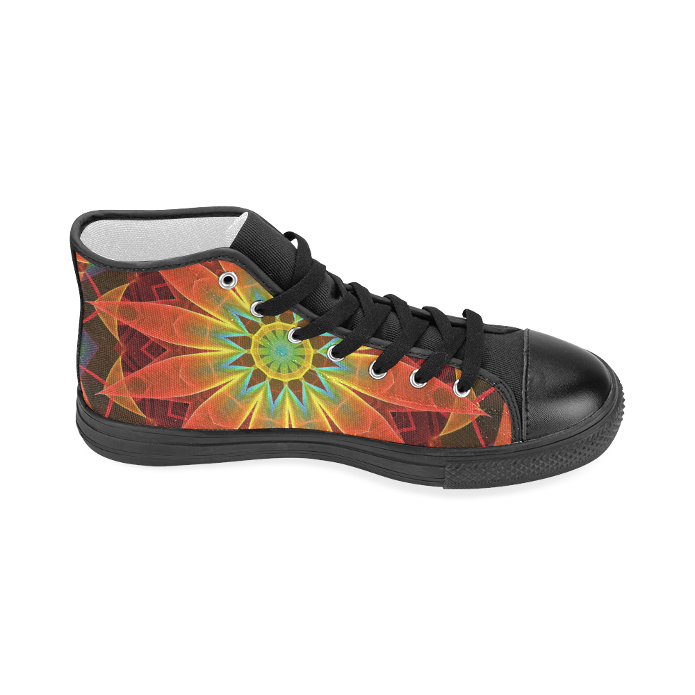 Radiance and Light, Orange Brown Awakening Women's Classic High Top Canvas Shoes (Model 017)