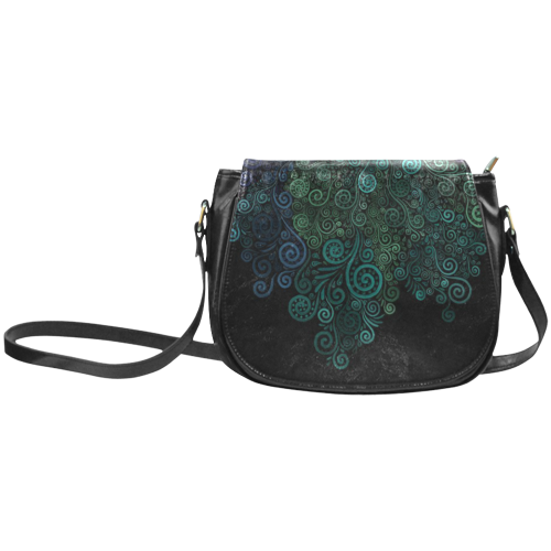 Turquoise Psychedelic Rose Classic Saddle Bag/Small (Model 1648)