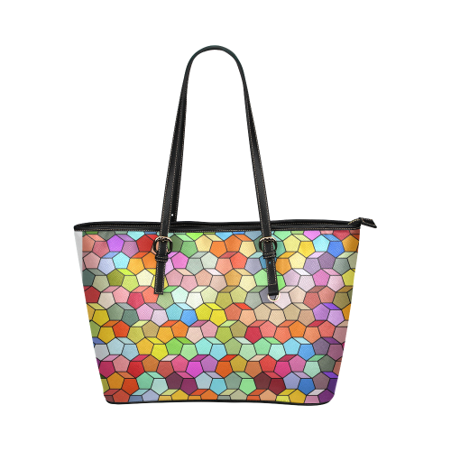 Colorful Polygon Pattern Leather Tote Bag/Small (Model 1651)