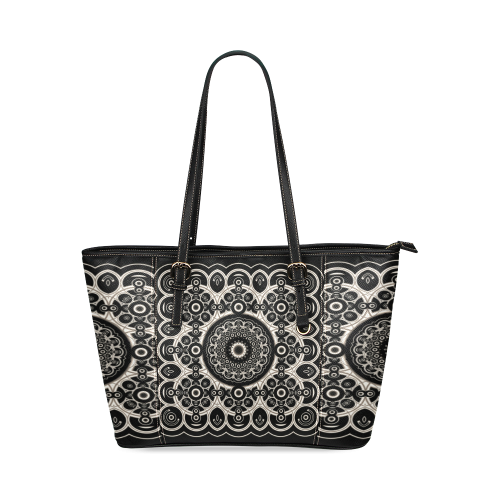 Black Lace Leather Tote Bag/Small (Model 1640)