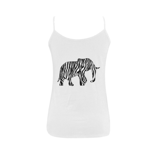 ZEBRAPHANT Elephant with Zebra Stripes black white Women's Spaghetti Top (USA Size) (Model T34)
