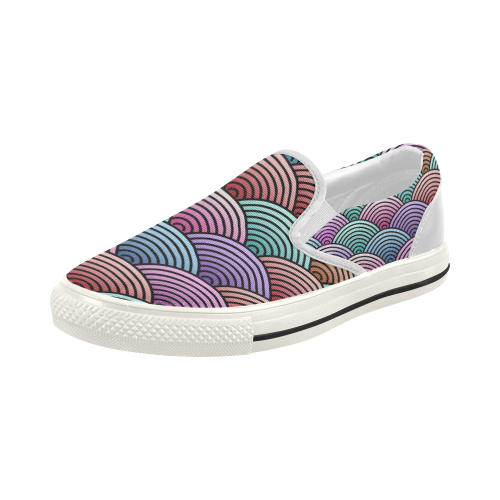 Concentric Circle Pattern Women's Slip-on Canvas Shoes (Model 019)