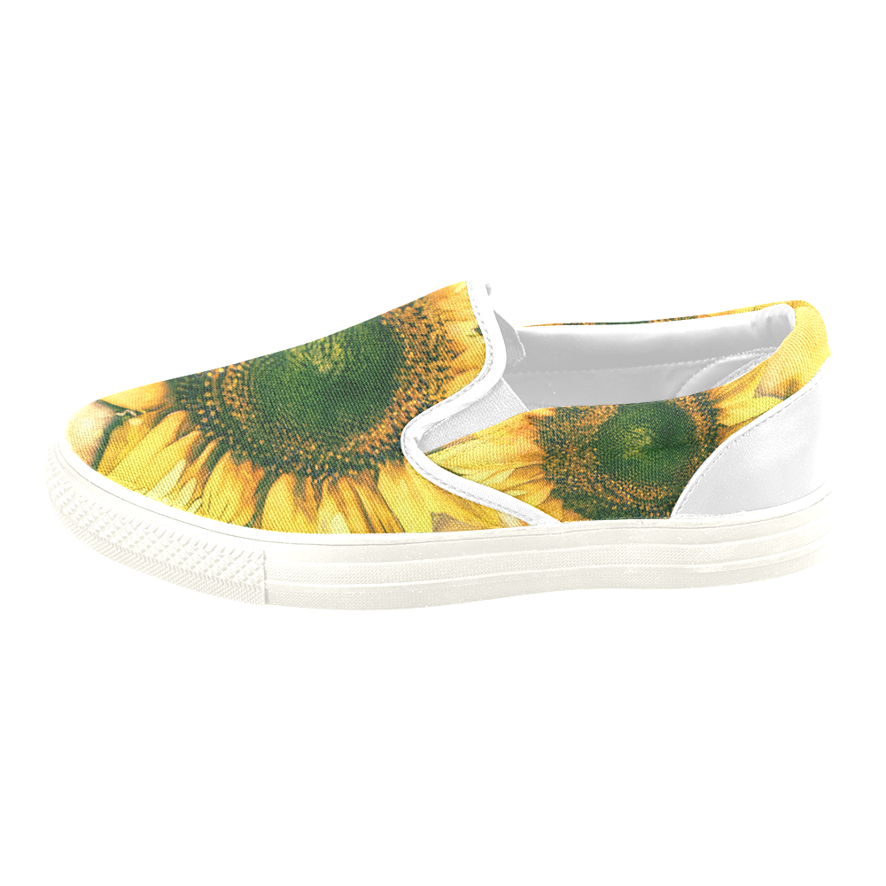 Painting Sunflower - Life is in full bloom Men's Slip-on Canvas Shoes (Model 019)