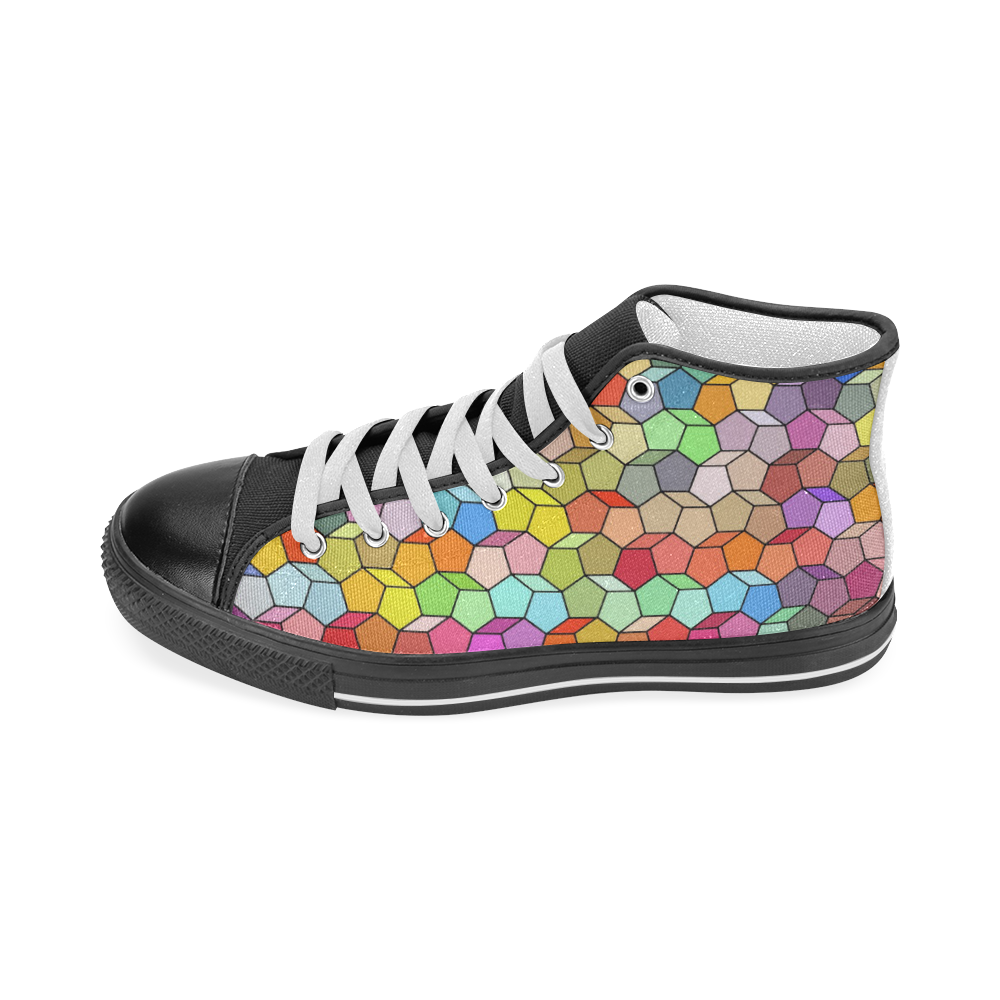 Colorful Polygon Pattern Men’s Classic High Top Canvas Shoes (Model 017)