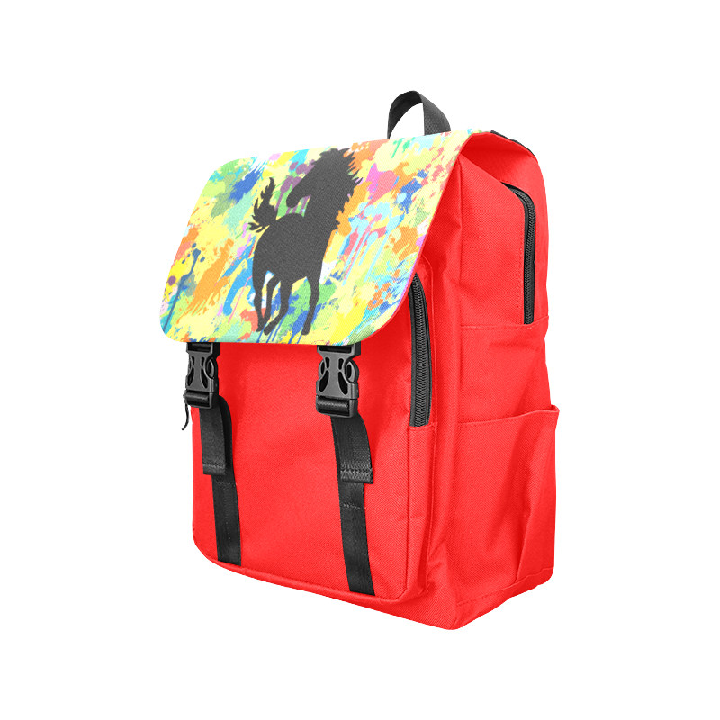 Black Horse Shape Colorful Splash Your Colorbackgr Casual Shoulders Backpack (Model 1623)