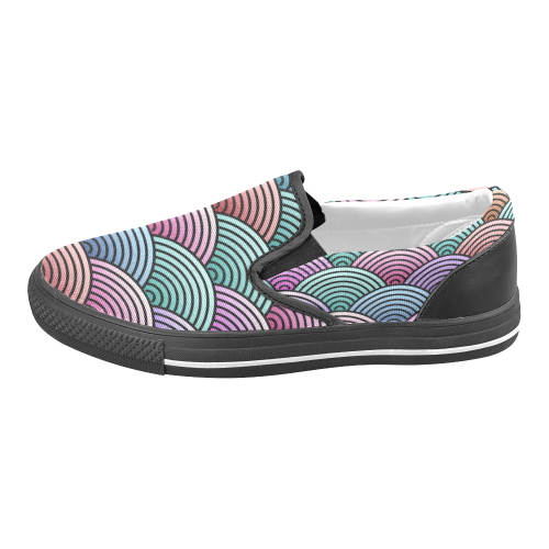 Concentric Circle Pattern Women's Unusual Slip-on Canvas Shoes (Model 019)