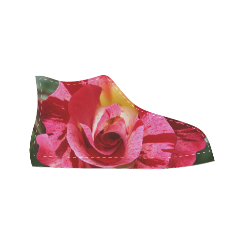 Pink Rose (black) Women's Classic High Top Canvas Shoes (Model 017)