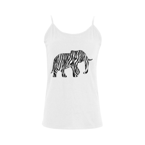 ZEBRAPHANT Elephant with Zebra Stripes black white Women's Spaghetti Top (USA Size) (Model T34)