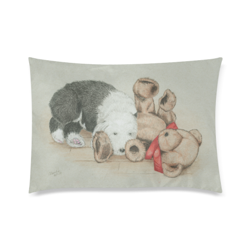 Sleepytime with Teddy Custom Zippered Pillow Case 20"x30" (one side)