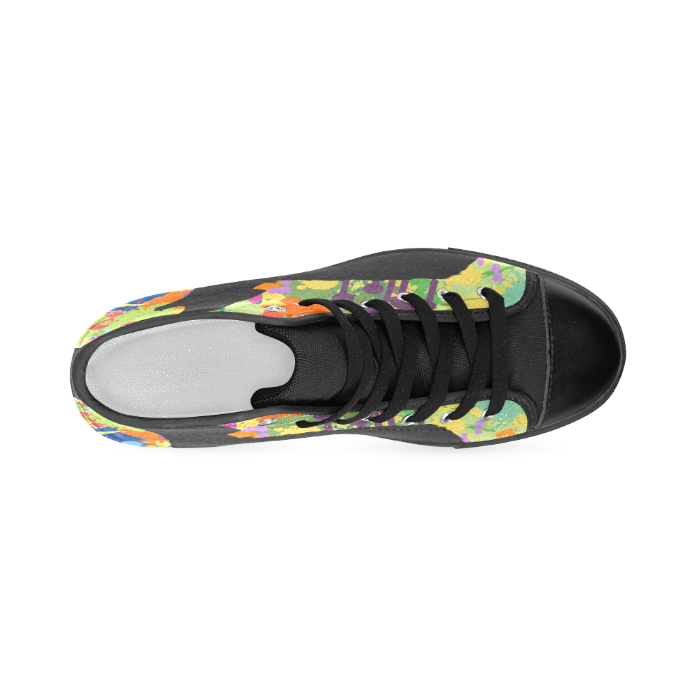 Wolf Black Shape Colorful Splash Women's Classic High Top Canvas Shoes (Model 017)