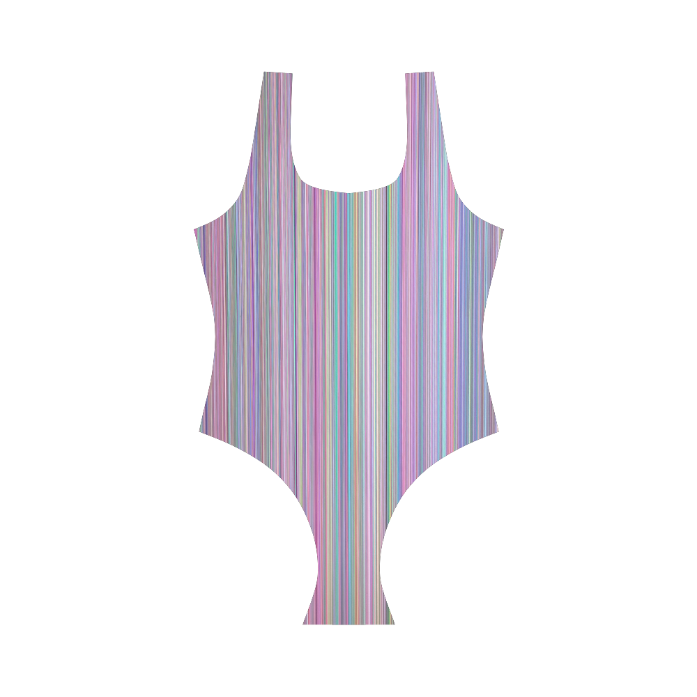 Broken TV Screen Test Pattern Vest One Piece Swimsuit (Model S04)
