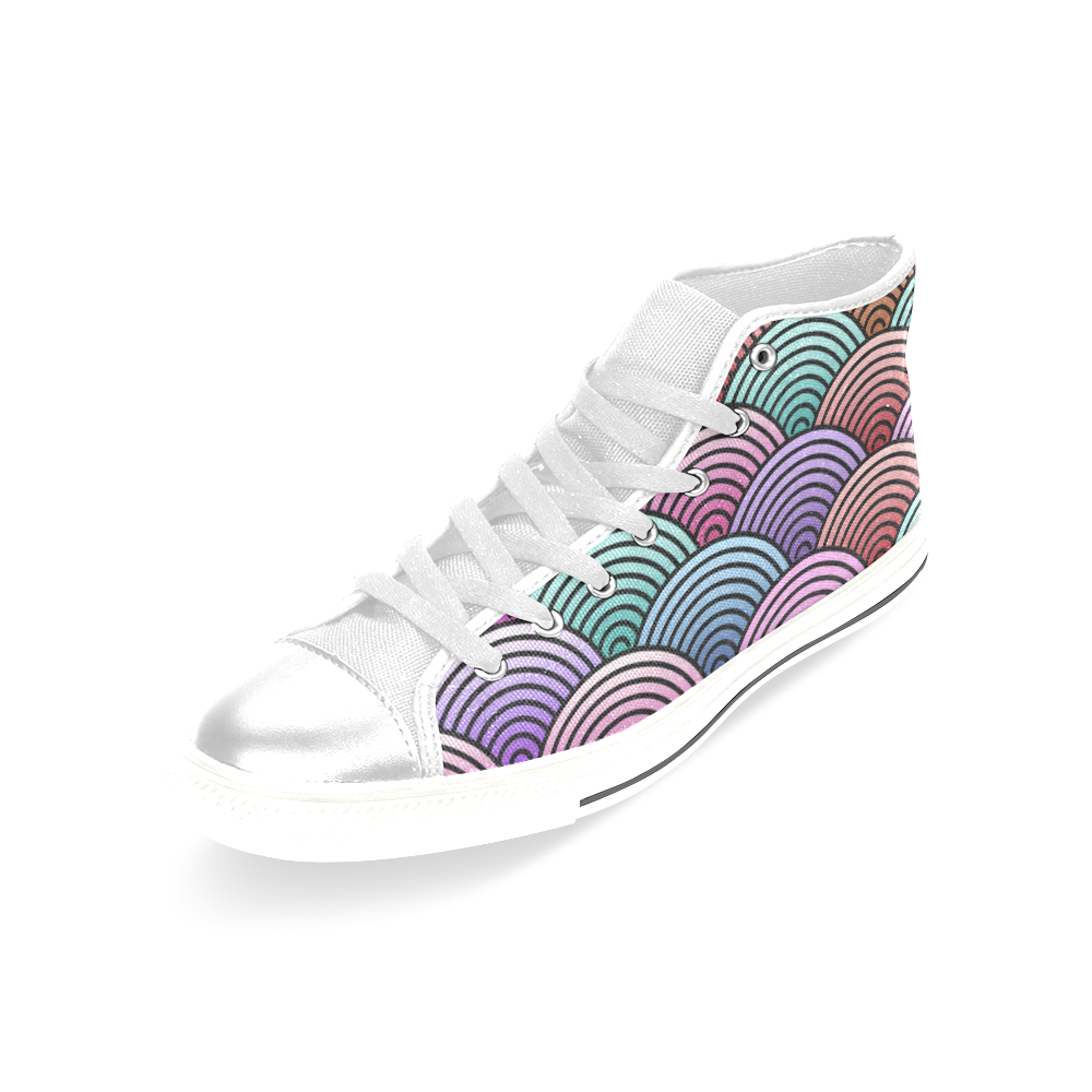 Concentric Circle Pattern Women's Classic High Top Canvas Shoes (Model 017)