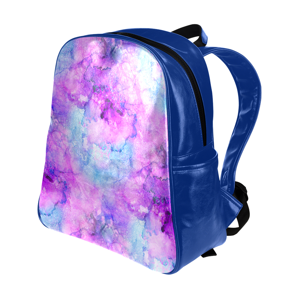 Pink Alcohol Ink Abstract Multi-Pockets Backpack (Model 1636)