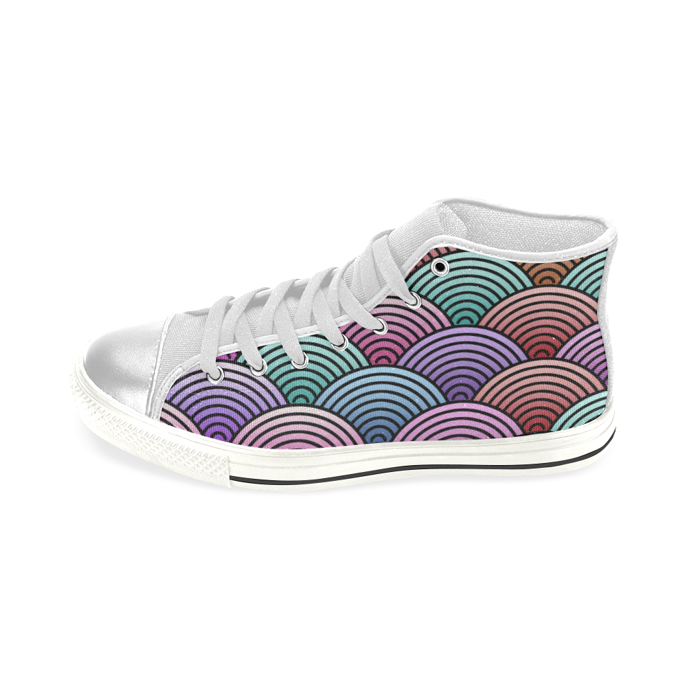 Concentric Circle Pattern Women's Classic High Top Canvas Shoes (Model 017)