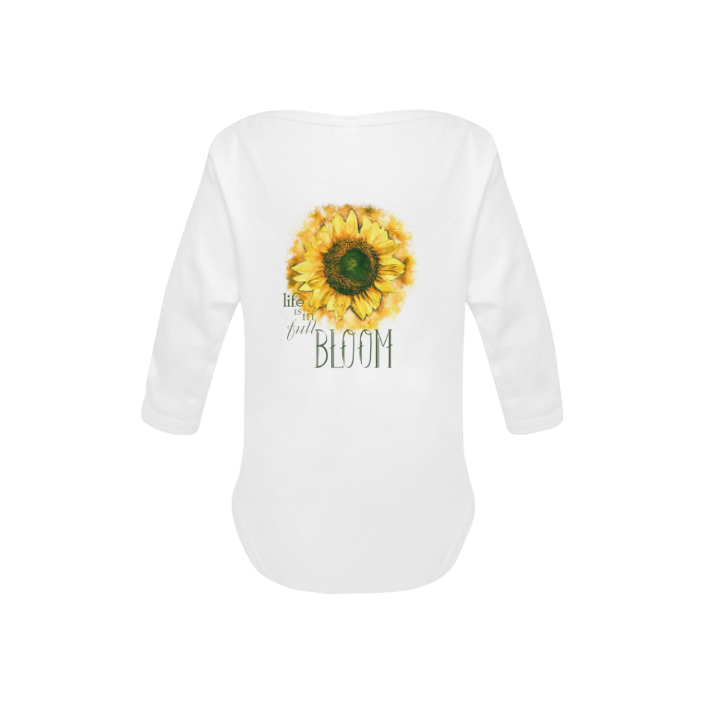 Painting Sunflower - Life is in full bloom Baby Powder Organic Long Sleeve One Piece (Model T27)