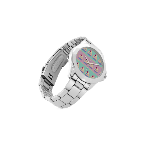 Cupcakes Unisex Stainless Steel Watch(Model 103)