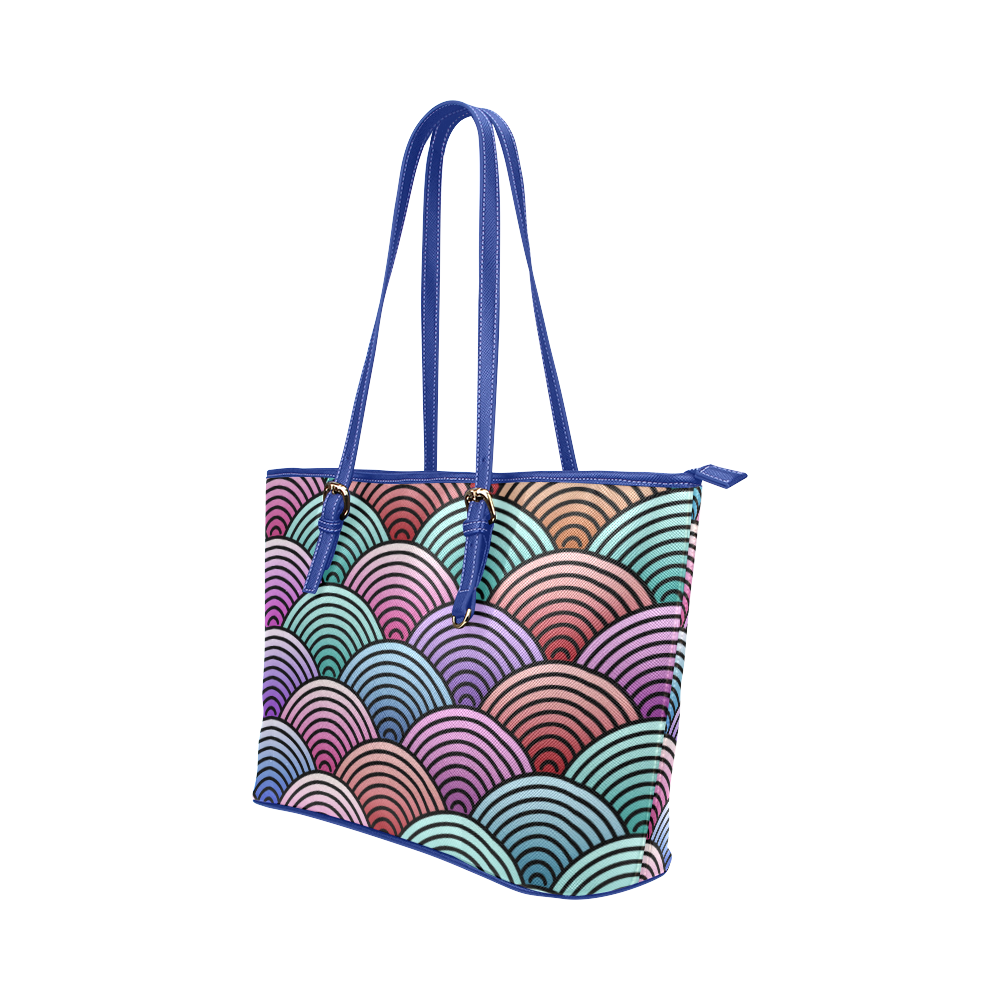 Concentric Circle Pattern Leather Tote Bag/Large (Model 1651)