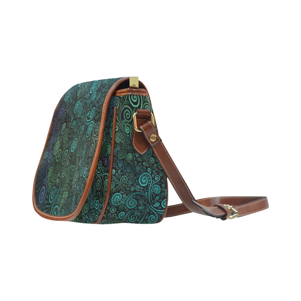 Turquoise 3D Rose Saddle Bag/Large (Model 1649)