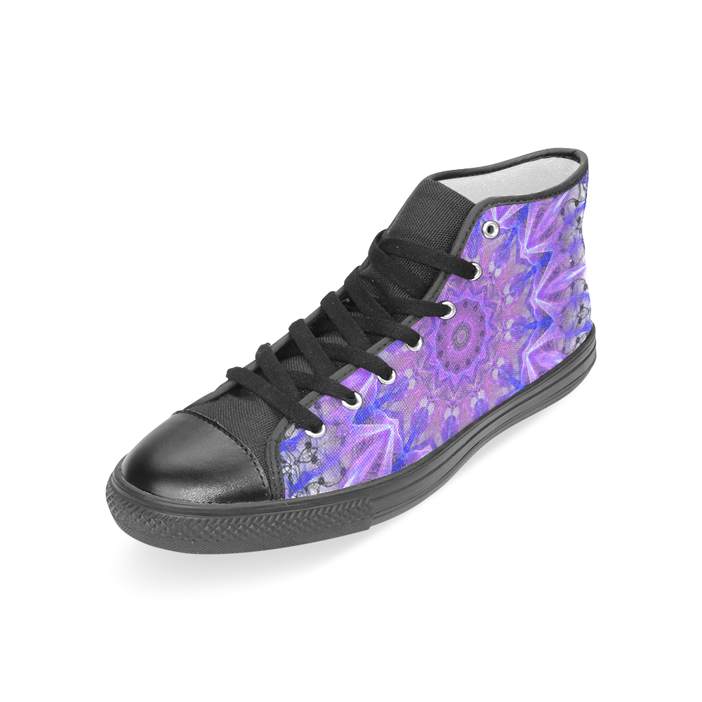 Abstract Plum Ice Crystal Palace Lattice Lace Women's Classic High Top Canvas Shoes (Model 017)