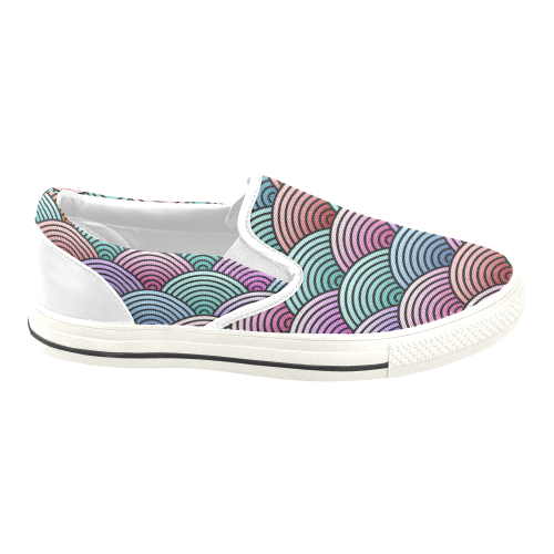 Concentric Circle Pattern Men's Unusual Slip-on Canvas Shoes (Model 019)