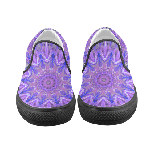 Abstract Plum Ice Crystal Palace Lattice Lace Men's Unusual Slip-on Canvas Shoes (Model 019)