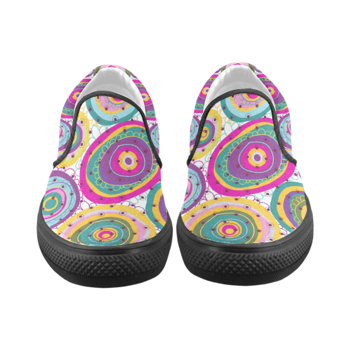 Abstract Colorful Circles Men's Unusual Slip-on Canvas Shoes (Model 019)