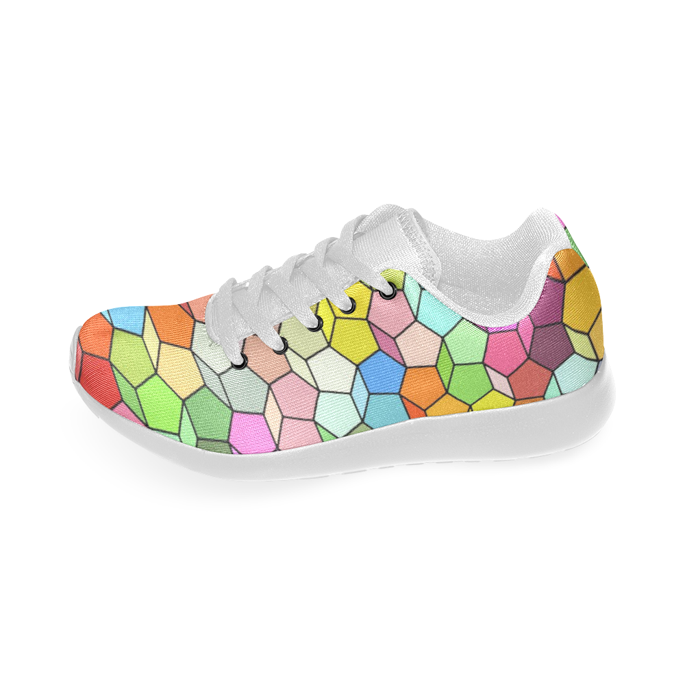 Colorful Polygon Pattern Women’s Running Shoes (Model 020)