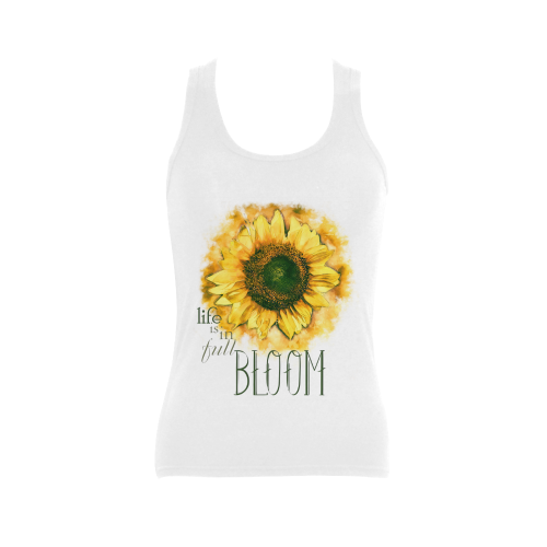 Painting Sunflower - Life is in full bloom Women's Shoulder-Free Tank Top (Model T35)